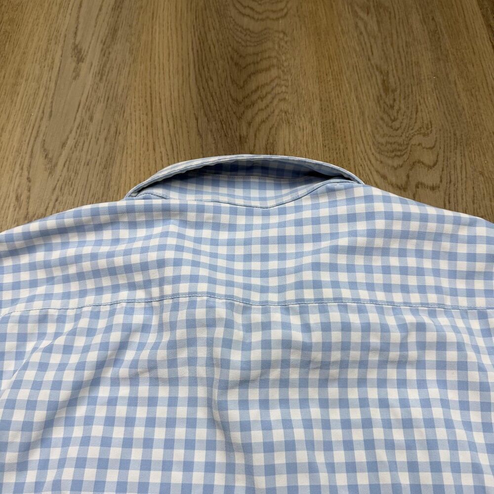Mizzen + Main Shirt Mens Large Blue Gingham Leeward Trim Fit Dress Button Up - Picture 6 of 10